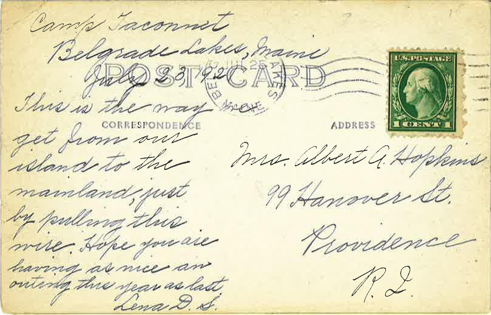 1927 postcard back