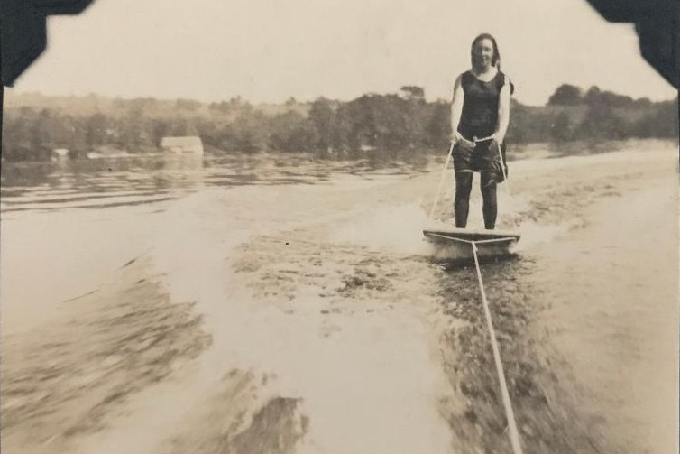 historic picture of a water skier