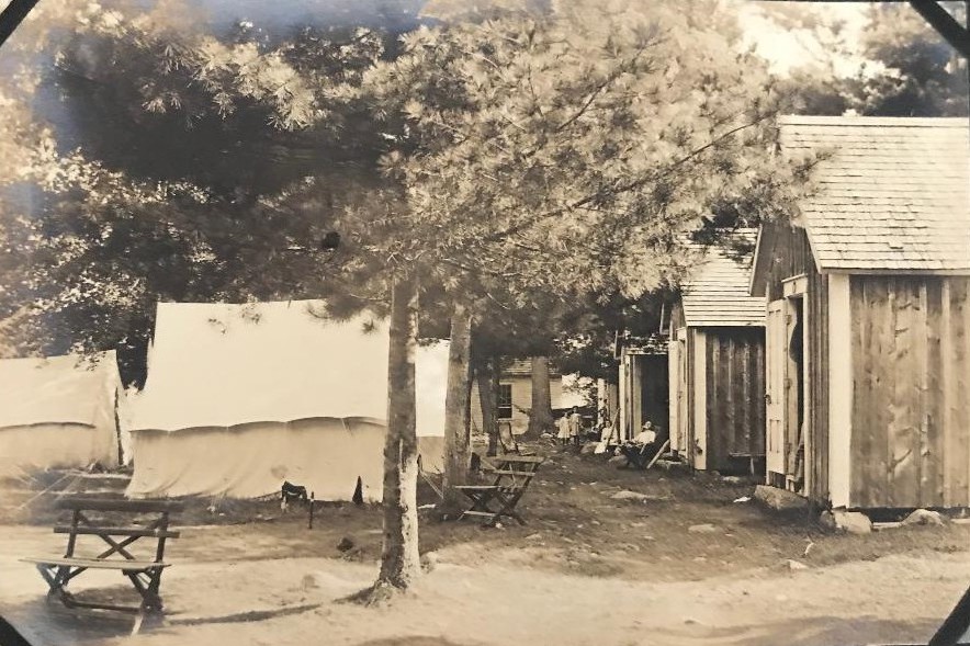 historic picture of early camp accomodations