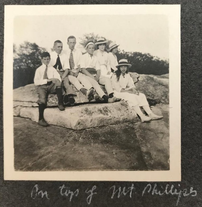 historic picture of guests on top of Mount Phillip